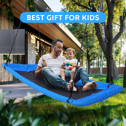 800lbs 60" Giant Platform Tree Swing for Kids and Adults,Tree Swings for Kids Outdoor, Kids Swing, Outdoor Swing for Kids with Comfy Mat and Steel Frame