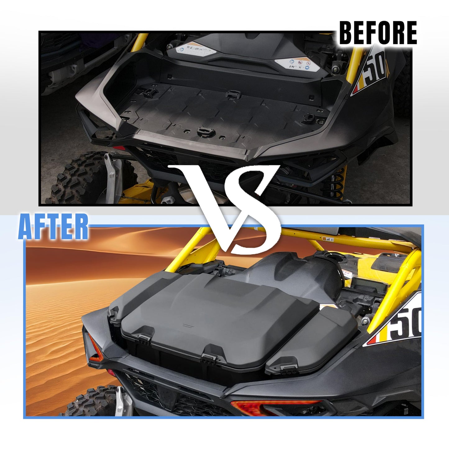 SLORIMOD 96L Large Capacity Rear Cargo Box & 13.5L Bed Side Removable Storage Tools Boxes Bin Set for Can Am Maverick R MAX X RS 2024+ Accessories, Replace #715007182, 715007372 (3PCS)