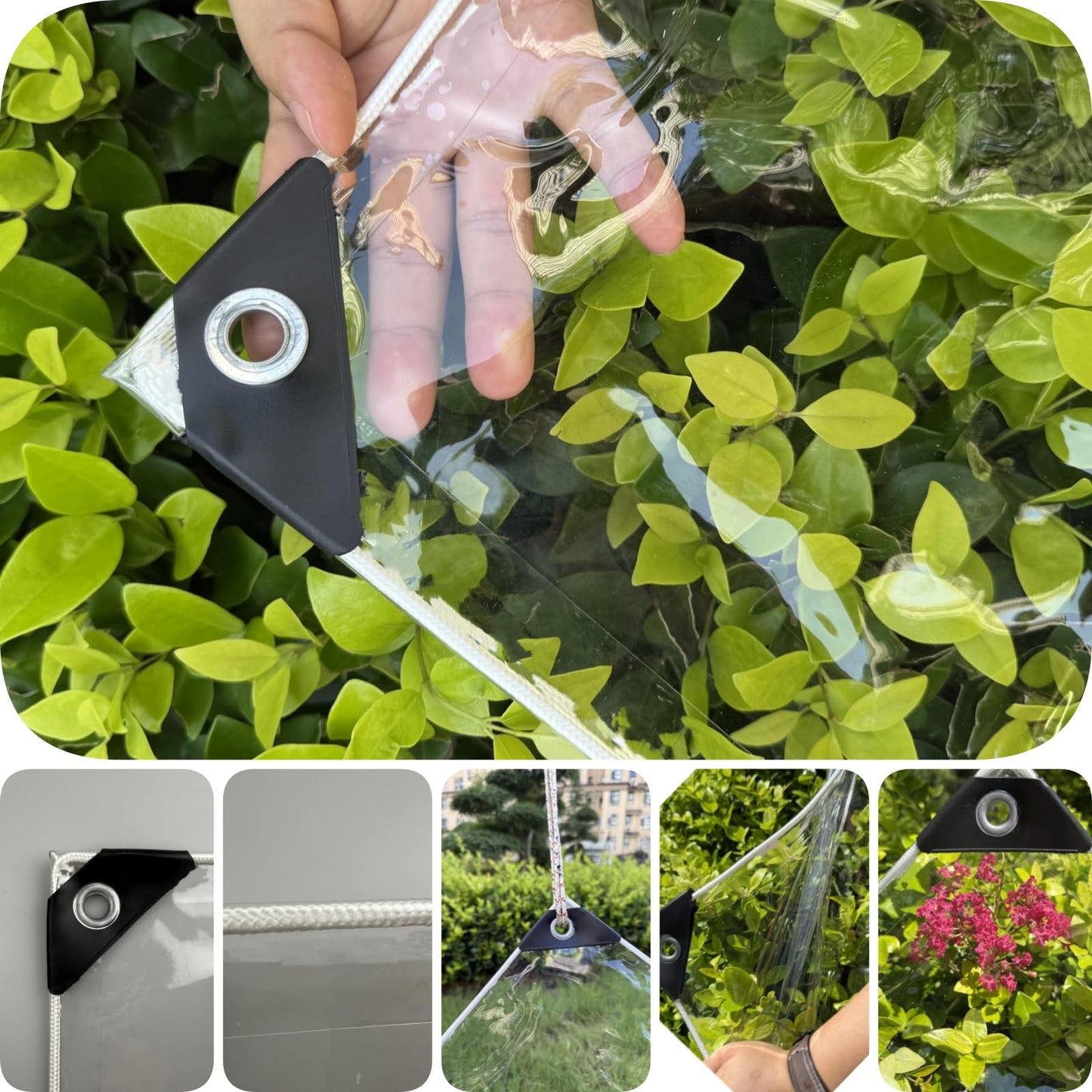 YINGZHIXING Clear tarps Heavy Duty Waterproof,14Mil Thickened Transparent Tear Resistant Water Resistant PVC Vinyl Tarpaulin Enclosure,Transparent Waterproof raincloth for Roofs, (10X20 FT)