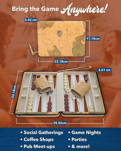 WE Games Magnetic Map Style Backgammon Board and Carrying Strap - Board Games for Adults Travel Games Travel Backgammon Sets for Adults