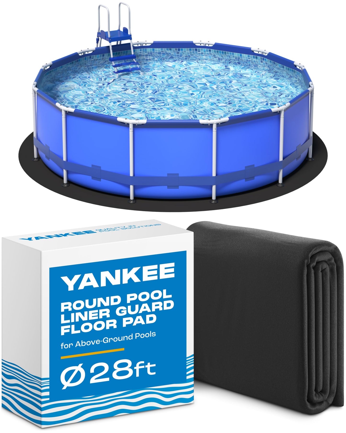 Yankee Pool Liner Pad, 28 Ft Round Puncture Proof Pool Mat, Above Ground Pool Liner Protector Against Tearing, Grass, Under Pool Pad to Prolong Swimming Pool Liner Life