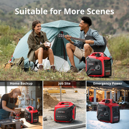 AMERISUN 2500-Watt Gas Powered Portable Inverter Generator, CO Sensor, Super Quiet for Home Backup, Emergency, Camping, EPA Compliant