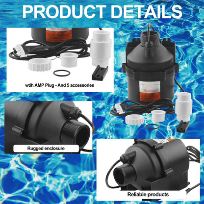 MEZOO Spa Blower Silencer Portable 1.5 Horsepower-240 Volt wtih AMP Plug-and 5 Accessories for Silencer Blower,Courtyards,lawns,and Hydromassage Systems