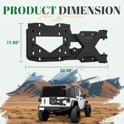 Gelacie Spare Tire Carrier Up to 37 inches Spare Wheel Compatible with 2007-2018 Jeep Wrangler JK Steel Powder Coated Black