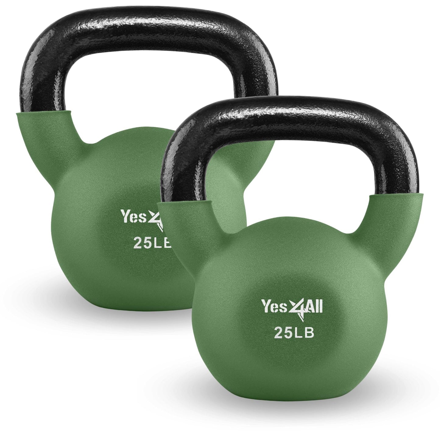 Yes4All Kettlebell, 5-65 LB Neoprene Coated Cast Iron Kettlebells, Wide Grip Handle & Flat Bottom for Swings, Squats, Deadlifts, Push Ups & Full Body Training at Home Gym - Single & Set