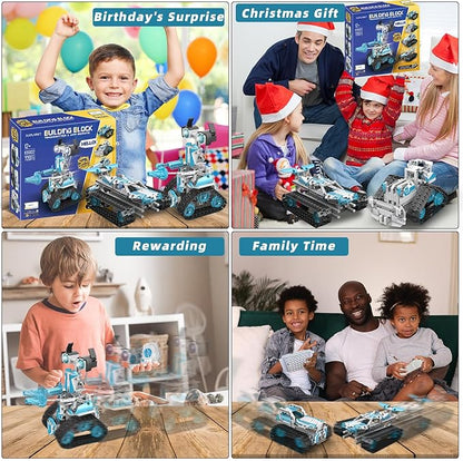 STEM Robot for Kids Ages 8-14 5-in-1 Remote Control and APP Programmable Robot Toys - 720 Pcs DIY Building Science Educational Kit Building Block Birthday Present for Teen Boys Girls