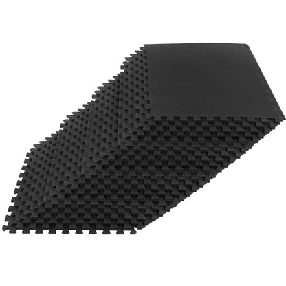 EVA Foam Mat Tiles 24-Pack - 96 SQ FT of Interlocking Padding for Garage, Playroom, or Gym Flooring - Exercise Mat or Baby Playmat by Stalwart (Black)