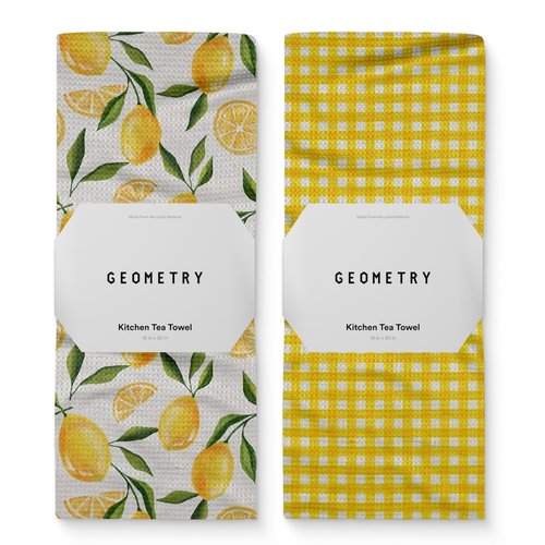 GEOMETRY Spring Kitchen Towels - Quick Dry Microfiber Cloth Spring & Summer Dish Towels for Kitchen Drying - Premium Quick Dry Towel - Lemonade Lines, 18" x 30" - 2-Pack