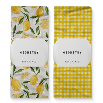 GEOMETRY Spring Kitchen Towels - Quick Dry Microfiber Cloth Spring & Summer Dish Towels for Kitchen Drying - Premium Quick Dry Towel - Lemonade Lines, 18" x 30" - 2-Pack