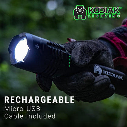 LitezAll Kodiak Kiran 10,000 Lumen Tactical Flashlight, Ultra Bright Rechargeable LED Flashlight with Safety Lock, IPX4 Water Resistant, Drop Tested Rugged Flashlight for Emergency Camping Outdoor Use