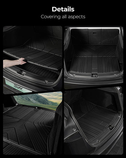 3W Cargo Liner Fit 2024 2025 2026 Toyota Grand Highlander 7 Seat with Subwoofer(Include Hybrid), Trunk Mat and Seat Back Covers TPE All Weather(Not for Hybrid MAX Model)