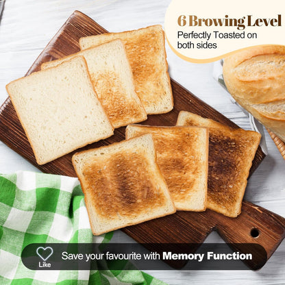Tesslux 4-Slice Toaster - Touch Screen Control, 1.5" Wide Slots, 6 Browning Levels | Black