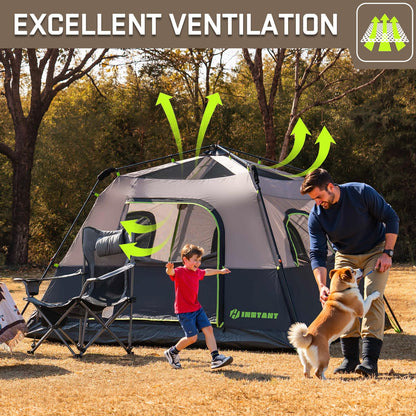 HINSTANT 4/6/8/10 Person Instant Tent, Waterproof Pop Up Tents for Camping with Rainfly, 60 Seconds Easy Setup, Automatic Cabin Tent for Family Camping with Expandable Carry Bag & Upgraded Ventilation