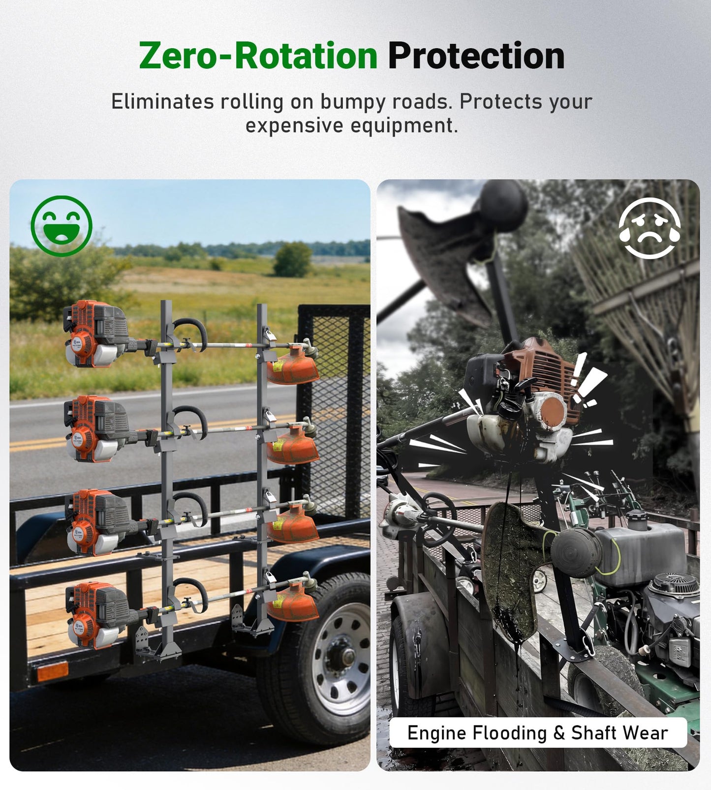 ELITEWILL Weedeater Rack for Open/Enclosed Trailers, Heavy-Duty 4 Place Commercial Trimmer Rack for Trailer Work Landscape Truck Holder Trailer Equipment Accessories Weed Eater Racks w/Lock