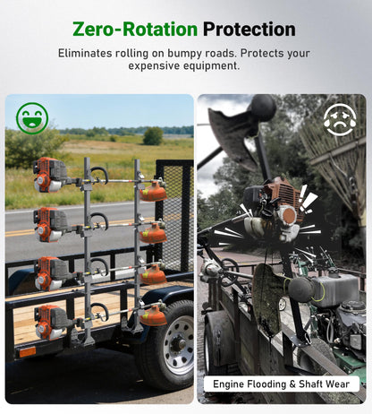 ELITEWILL Weedeater Rack for Open/Enclosed Trailers, Heavy-Duty 4 Place Commercial Trimmer Rack for Trailer Work Landscape Truck Holder Trailer Equipment Accessories Weed Eater Racks w/Lock
