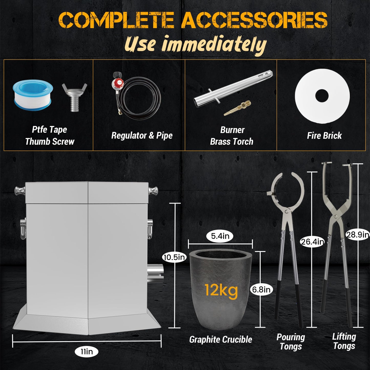 CANALHOUT 12KG/26.5lbs Propane Melting Furnace Kit with Two Tongs and Crucible, All New Kiln Metal Foundry Furnace Smelting Gold Silver Copper Aluminum, Metal Recycle Home Smelting Casting Tool