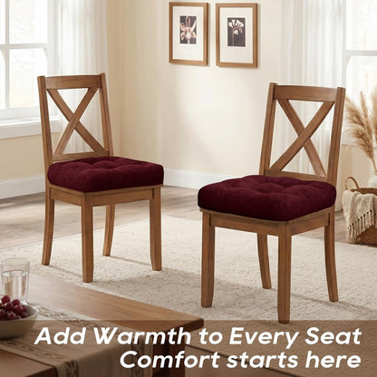 Basic Beyond Chair Cushions for Dining Chairs, Non-Slip Chair Pads, Thick Seat Cushions for Dining Room Chairs, Kitchen Chair Cushions Set of 4, 17" x 17" x 4", Burgundy