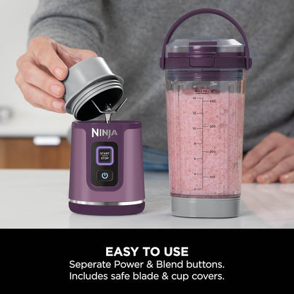 Ninja BC151PR Portable Blender - Cordless 18oz Personal Blender for Smoothies & Shakes | BPA Free, USB-C Rechargeable, Leakproof Lid