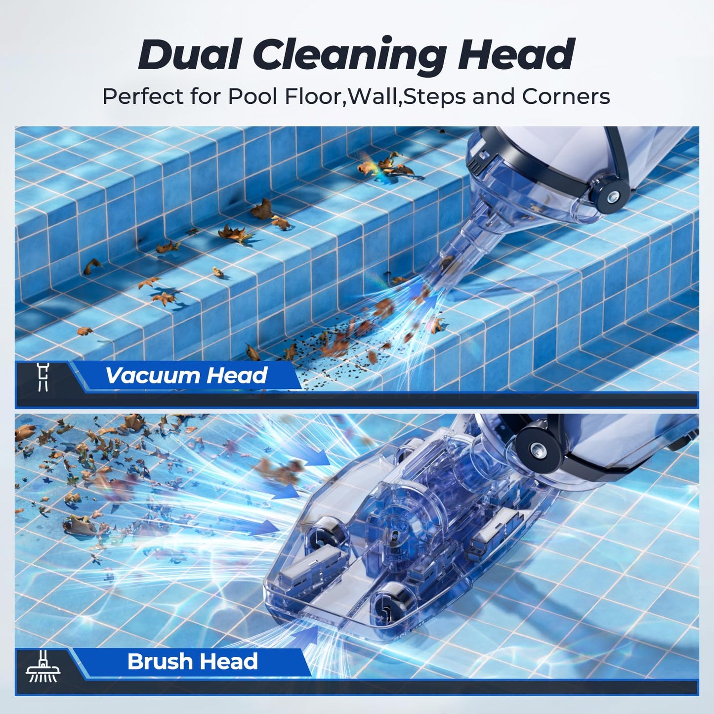 Pool Vacuum for Above Ground Pool, JESIMAIK 18.5 GPM Suction Rechargeable Pool Cleaner with Telescopic Pole, 60Min Runtime, Fast Charging Pool Vacuum for Above Ground or Inground Pools, Spas, Hot Tubs