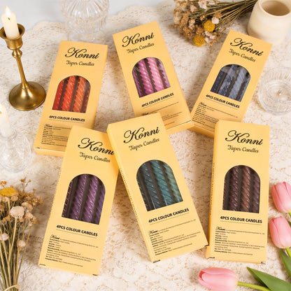 Purple Spiral Taper Candles, 10 inch Gradient Twisted Candles,4 Pack Unscented and Smokeless Long Burning Candles with Cotton Wicks,Tall Candlesticks,Ideal for Weddings, Dinner Parties, and Home Décor