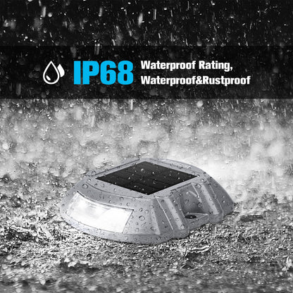 VOLISUN Solar Deck Lights Driveway Dock Lights, 12-Pack Led IP68 Waterproof Outdoor Warning Step Lights for Driveway Sidewalk Garden Pathway Yard(White, Auto On/Off