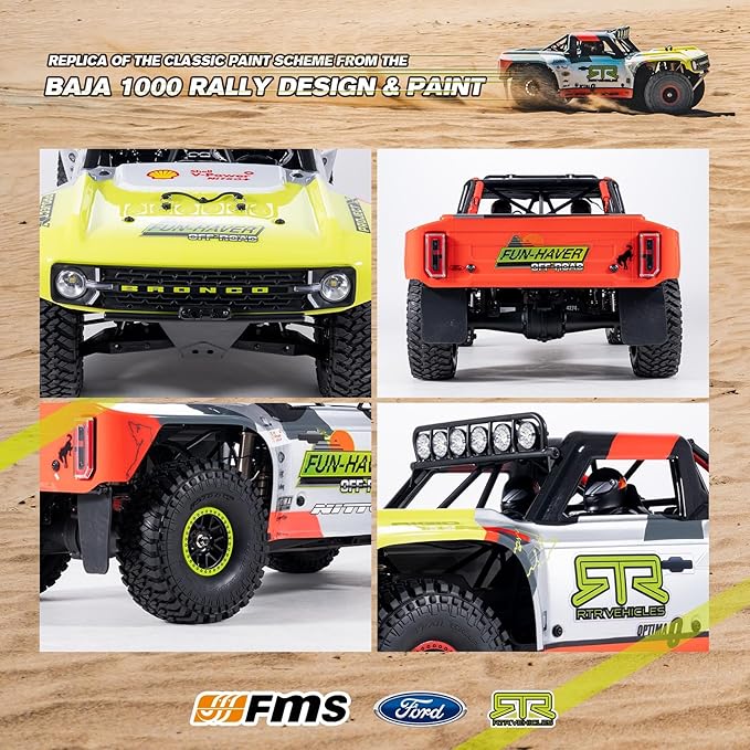 FMS 1/7 Ford Bronco RTR EB Fast RC Truck – Licensed by Ford &amp RTR Vehicles 80km/h Short Course Truck 4WD Brushless RC Car CNC Metal Parts Off-Road Rock Crawler 4x4 for Adults (2024 paint schem