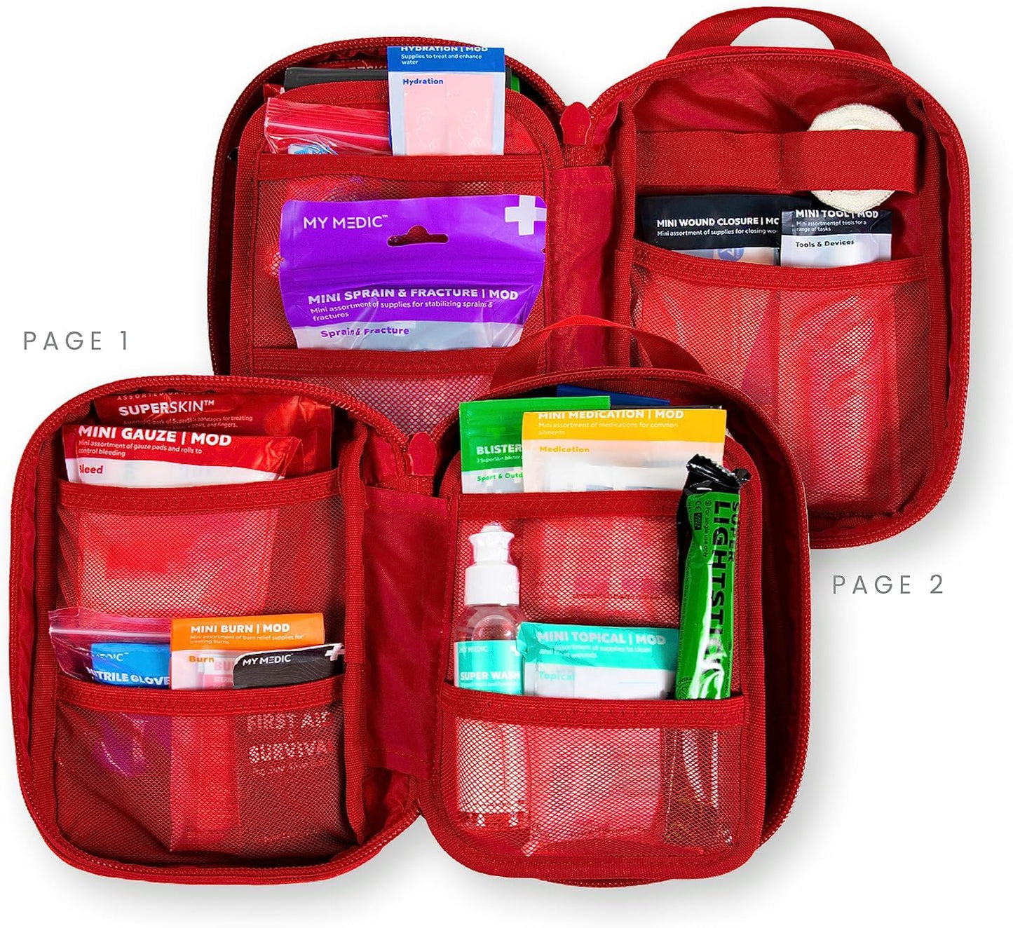 My Medic MyFak Mini Pro First Aid Kit - Small and Lightweight for Camping Hiking and Backpacking - 70 Items IFAK with Tourniquet - HSA/FSA Great for Travel - Red