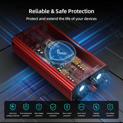TAGEEBLU 24V 2000W Pure Sine Wave Inverter - 4000W Surge, 24V DC to 110V AC Heavy Duty Power Inverter for RV, Truck, Home, Solar, Off-Grid, Outdoor, Car Converter with Dual AC Outlets and LCD Display