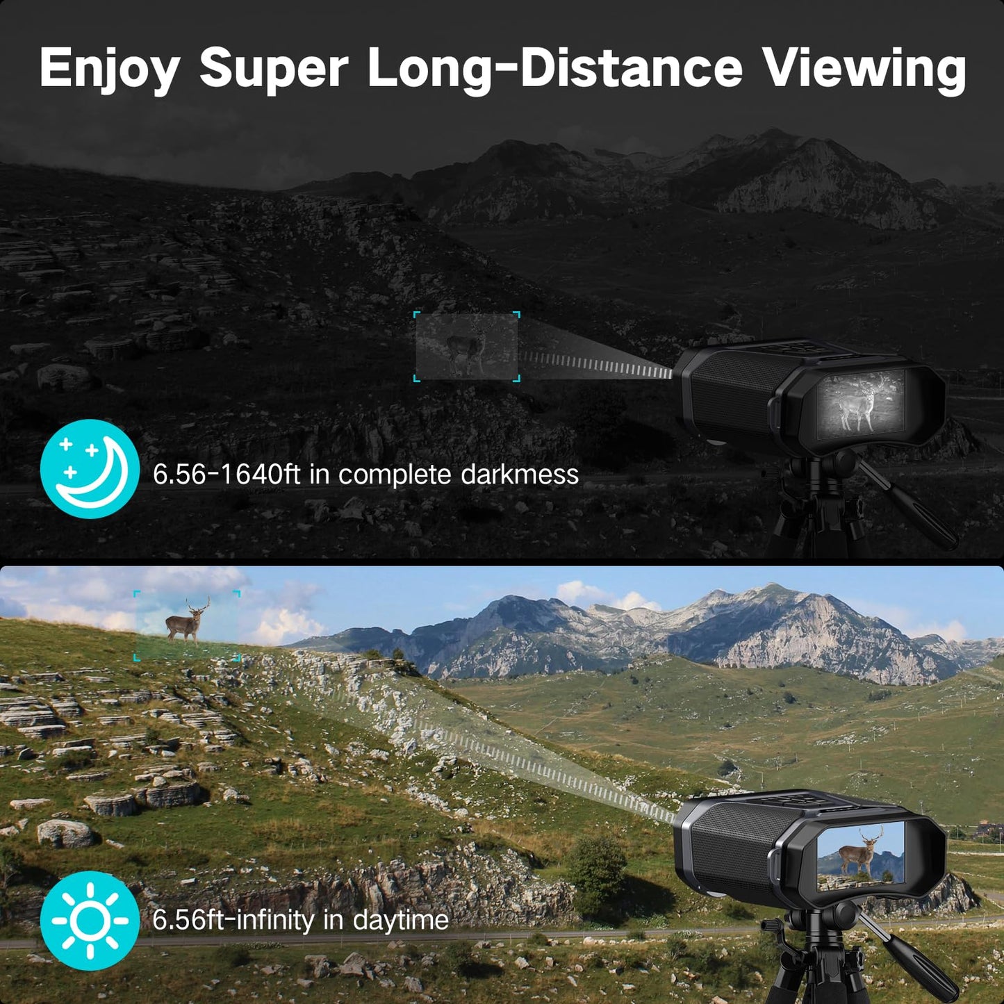 DOOCK Night Vision Goggles, Full-Color 4K Night Vision Binoculars with 5200mAh Rechargeable, 8X Digital Zoom, 4K UHD Video & 52MP Image, Infrared NVG Goggles for Camping Hunting & Security (Black)