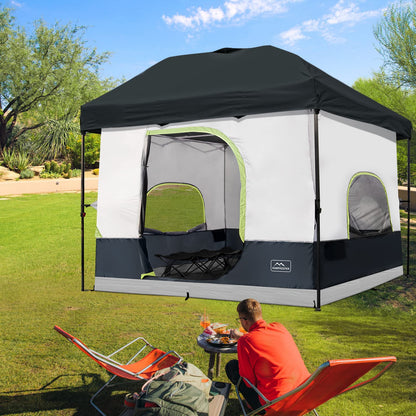 KAMPKEEPER Camping Inner Tent for Pop Up Canopy, Converts 10'x10' Straight Leg Canopy into Camping Tent–Fully Vented Roof(Top & Frame NOT Included) (Black, Classic)