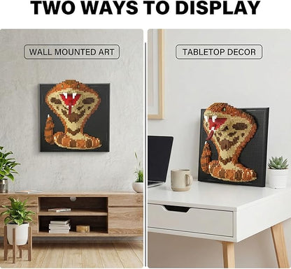 LMGOV Snake 3D Wall Art Micro Mini Building Blocks Set for Adults Animal Display Model for Wall or Tabletop Decor 1518 Pieces Micro Bricks with Instructions Creative Gift for Teens &amp Adult