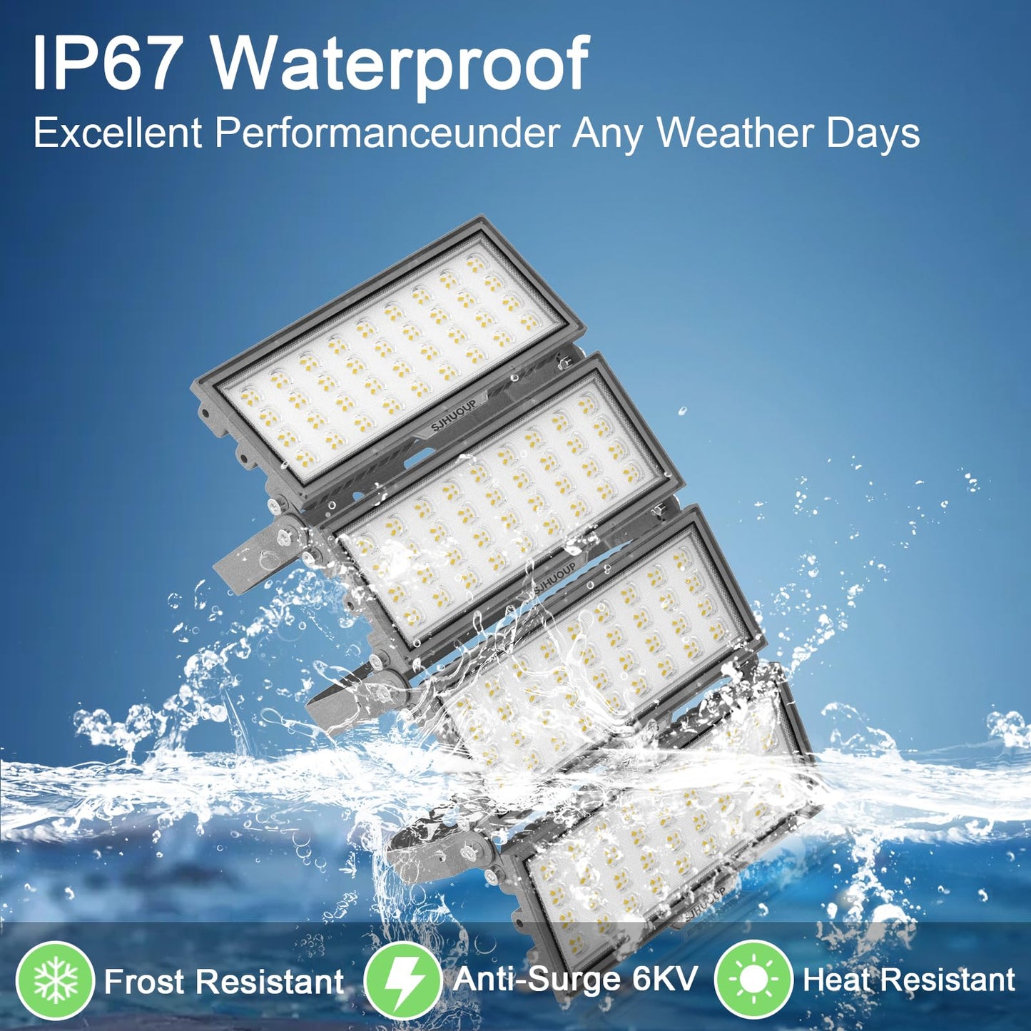 SJHUOUP 400W LED Stadium Lights,52000Lumen 6500K Super Bright LED Flood Light Outdoor,Surge 6KV IP67 Waterproof Adjustable Lighting Angle for Stadium,Arena