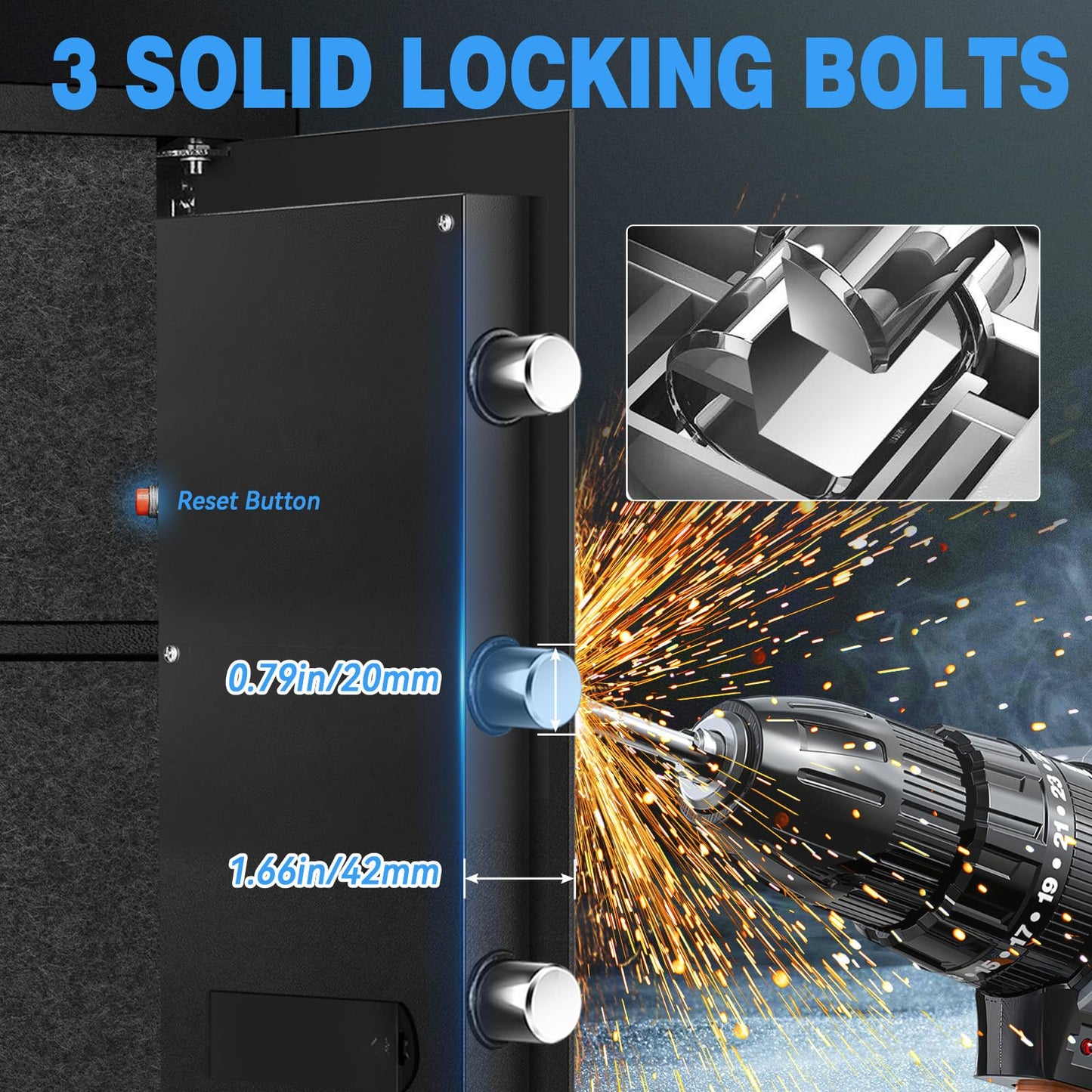 2.5 Cubic Feet Home Safe, Fireproof Waterproof Anti-Theft Safety Box, Digital Keypad Lock with Smart Alert System, Spare Keys for Money Documents Storage