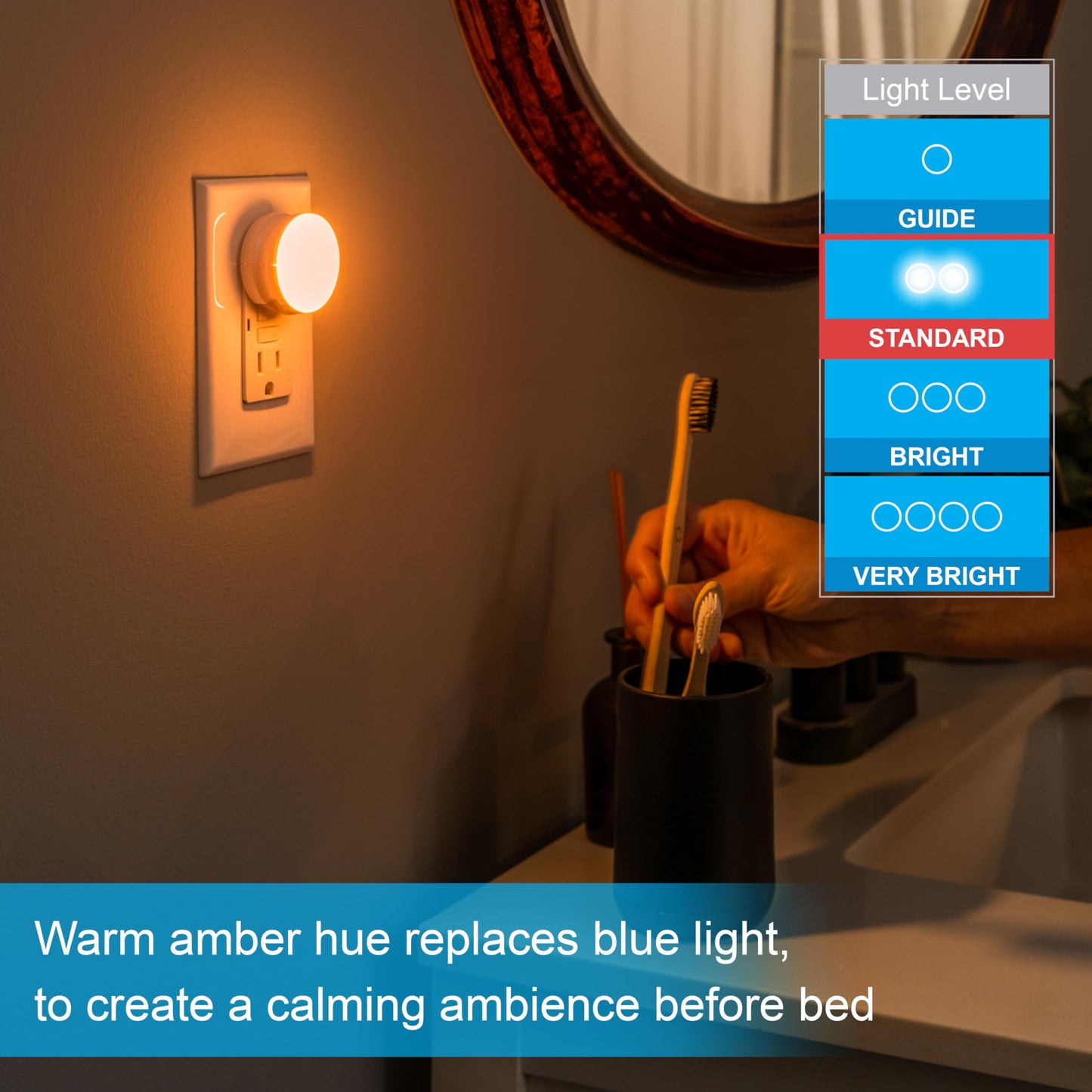 GE SleepLite LED Night Light, 2 Pack, Dusk-to-Dawn Sensor, Sleep Light, Dim Light, Warm Amber, Compact, Ideal for Bedroom, Nursery, Bathroom, Hallway, 45247, 2 Count