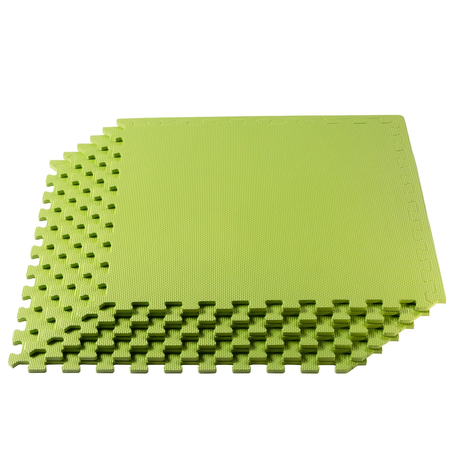 We Sell Mats 3/8 Inch Thick Multipurpose Exercise Floor Mat with EVA Foam, Interlocking Tiles, Anti-Fatigue for Home, or Gym, Lime Green, 100 Sq Ft