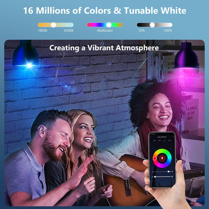 OHLUX Smart Light Bulbs, Color Changing LED Bulbs for Alexa and Google Assistant, 2.4GHz WiFi and Bluetooth with Music Sync, E26 A19, 120V, 4 Pack