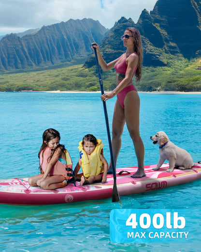 SOWM Inflatable Paddle Boards 11'x33'' with Sup Accessories, Stand Up SUP Paddle Board Inflatable for Adults Youth, Extre Wide & Non-Slip Sup for All Skill Levels Pink