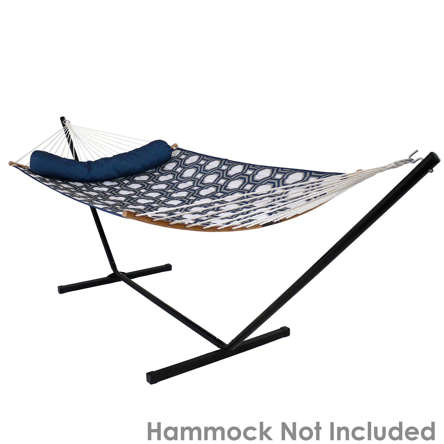 Sunnydaze Double Hammock Stand for Outside - 350-Pound Capacity Indoor/Outdoor Hammock Frame - Black Powder-Coated Finish - 12-Foot
