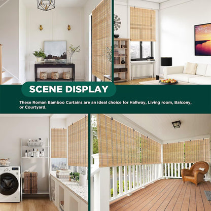 Bamboo Blinds for Interior Windows, Easy to Install Bamboo Shades for Indoor Windows, Custom Roller Shades for Indoor Window and Outdoor Patio, 48" W x 85" H