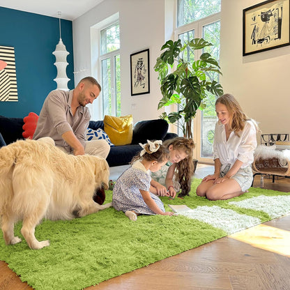 OLANLY Large Area Rug - Soft Fluffy Shaggy Carpet for Living Room & Bedroom | 5x8 Grass Green