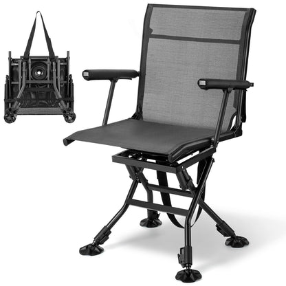 Trakiom Swivel Hunting Chairs for Blinds Hunting Blind Chair 360 Degree Silent Swivel Camping Chair Portable Hunting Seat Height Adjustable Foldable with Armrest