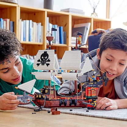 LEGO Creator 3 in 1 Pirate Ship Building Set Kids can Rebuild The Pirate Ship into an Inn or Skull Island Features 4 Minifigures and Shark Toy Makes a Great Gift for Kids Ages 9+ Years Old 31109