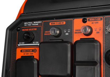 WEN 6800-Watt Dual Fuel RV-Ready Electric Start Portable Inverter Generator with Fuel Shut Off and CO Watchdog for Electric Vehicle Backup (DF680iX)