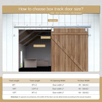 HARDJULAN 12FT Heavy-Duty Galvanized Steel Exterior Sliding Barn Door Hardware Kit, 450 lbs Capacity,Kit for Outdoor,Fit for MAX 1 Door Width 72in