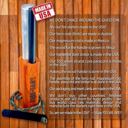 Fire-Fast Trekker Multi Pak Best Emergency Waterproof Survival Fire Starters. Magnesium and European Fire Steel Ferro Rod. Compact Durable Tools, Package Includes Three Trekkers and Free Fire Fly.