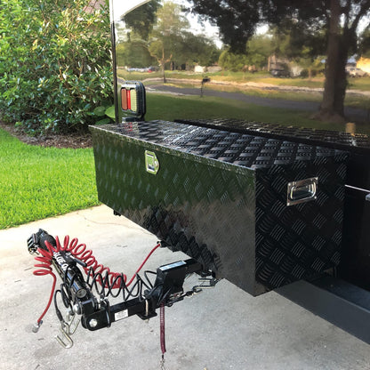 FGJQEFG 39 Inch Aluminum Heavy Duty Truck Bed Tool Box Truck Car Outdoor Trailer Pickup Toolbox, RV Storage Organizer Trailer Storage Tool Box w/Lock & Keys, 5 Bar Tread, Black (39"X13"X10")