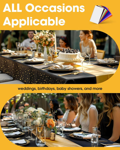 Niuara Table Cloth Set - Black and Gold Rectangle Table Covers & Runners | 3+3 Pack for Events