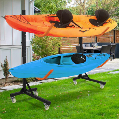 Neorexon Freestanding Kayak Storage Rack, Adjustable Kayak Racks Outdoor with 4 Lockable Wheels, Kayak Stands Heavy Duty Storage for Kayaks, Canoes, SUP and Surfboards - 2 Kayaks