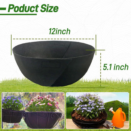 Skiennix 12-Inch Fabric Planter Basket Liners - Eco-Friendly Felt Replacement for Hanging Baskets
