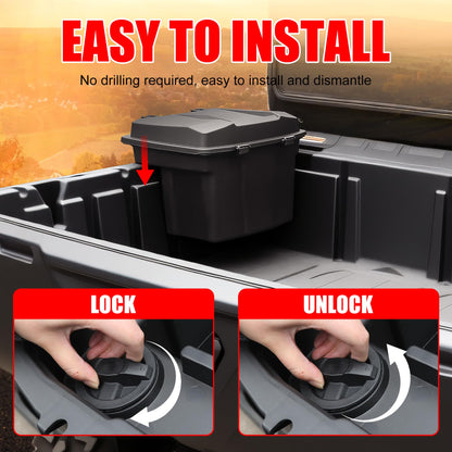 XATVXUTV 20L UTV Cargo Storage Box for Can-Am Defender/Commander, Waterproof Removable Rear Bed Storage Bin with Top Tool Tray for Can Am Defender HD5 HD7 HD8 HD9 HD10 Max/Commander Accessories